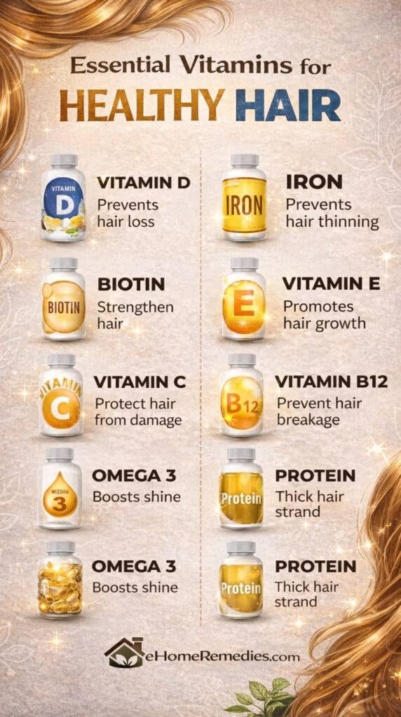 Essential vitamins for hair growth and strength.